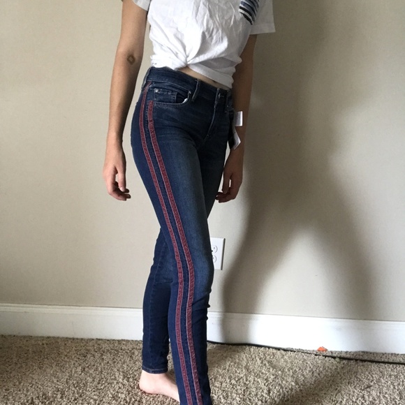 guess jeans with side stripe